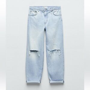 Light Blue Distressed Boyfriend Jeans